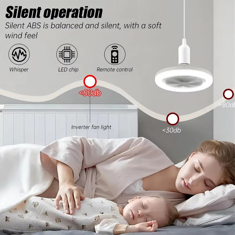 30W Remote Control Ceiling Fan Lamp Infinitely Dimmable E27 Base Noise Mute 3-Speed Wind Speed Adjustment LED Light 85-265V