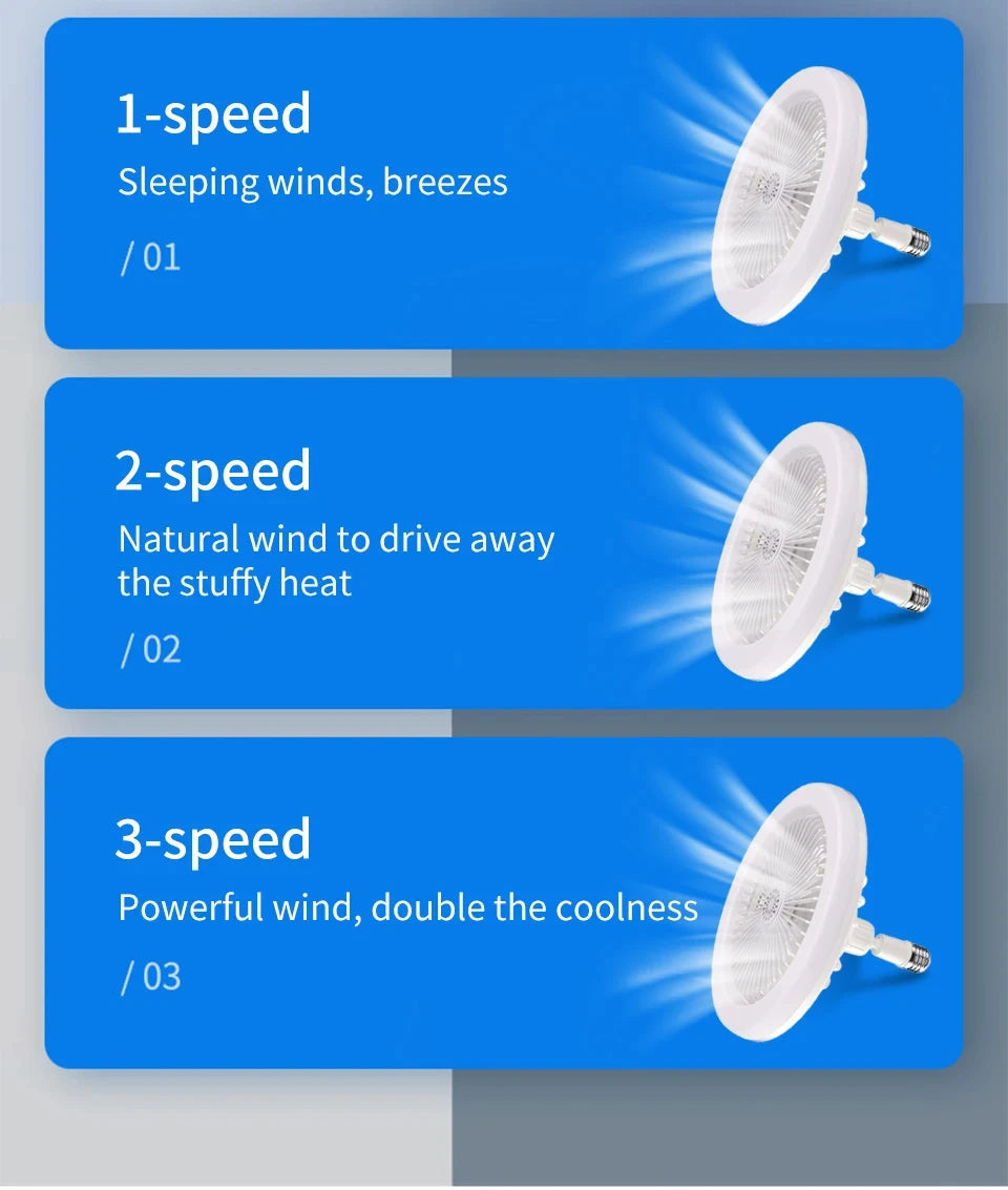 30W Remote Control Ceiling Fan Lamp Infinitely Dimmable E27 Base Noise Mute 3-Speed Wind Speed Adjustment LED Light 85-265V